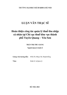 Nâng cao quản lý thuế thu nhập cá nhân tại Tuyên Quang