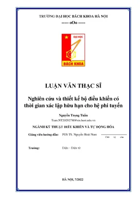 Nghiên Cứu Thiết Kế Bộ Điều Khiển Thời Gian Xác Lập Hữu
