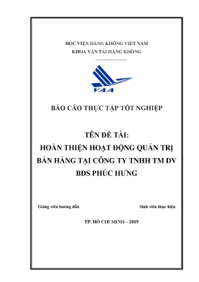 Hoàn thiện quản trị bán hàng tại Công ty TNHH TM DV BĐS 