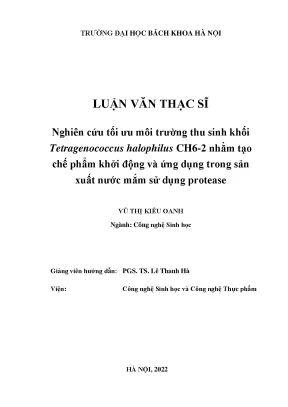 Nghiên cứu tối ưu môi trường thu sinh khối