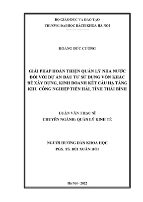 Giải Pháp Quản Lý Nhà Nước Đối Với Dự Án Đầu Tư Khu Công