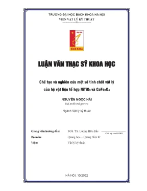 Nghiên Cứu Tính Chất Vật Lý Hệ Vật Liệu Tổ Hợp NiTiO3 và
