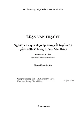 Nghiên Cứu Quá Điện Áp Đóng Cắt Tuyến Cáp Ngầm 220kV