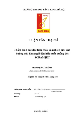 Nghiên Cứu Đặc Tính Cháy và Hiệu Suất Buồng Đốt SCRAMJET