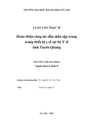 Cải Tiến Đấu Thầu Tập Trung Trang Thiết Bị Y Tế Tại Sở Y