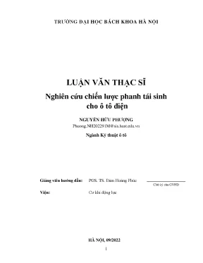 Nghiên Cứu Chiến Lược Phanh Tái Sinh Cho Ô Tô Điện