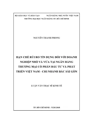 Hạn Chế Rủi Ro Tín Dụng Cho Doanh Nghiệp Nhỏ Và Vừa Tại