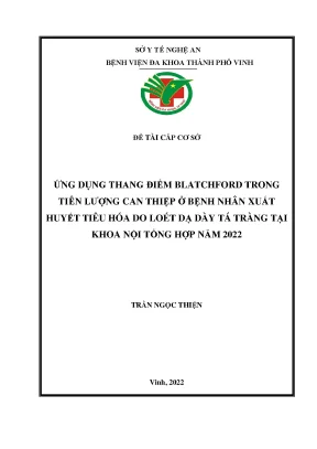 Ứng Dụng Thang Điểm Blatchford Trong Tiên Lượng Can