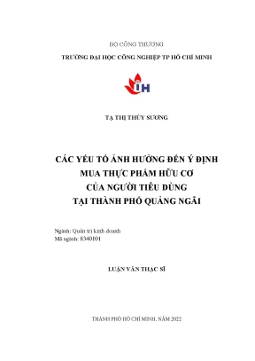 Các yếu tố ảnh hưởng đến ý định mua thực phẩm hữu cơ tại