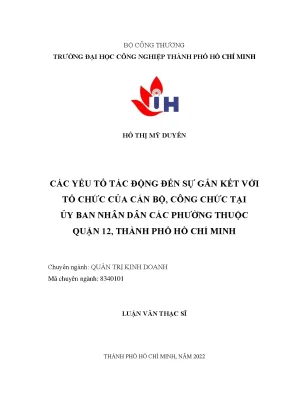 Các Yếu Tố Ảnh Hưởng Đến Sự Gắn Kết Tổ Chức Của Cán Bộ,