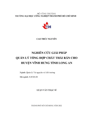 Giải Pháp Quản Lý Chất Thải Rắn Tại Huyện Vĩnh Hưng,