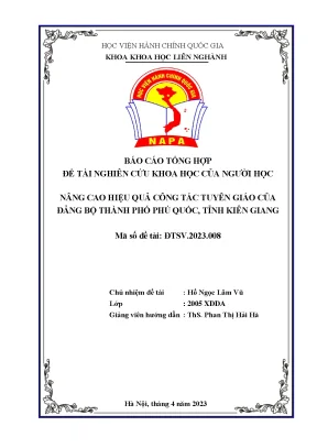 Nâng Cao Hiệu Quả Công Tác Tuyên Giáo Tại Đảng Bộ Thành