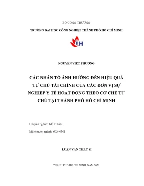 Tác động của các nhân tố đến hiệu quả tự chủ tài chính