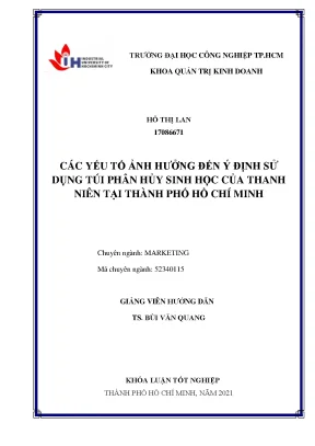 Các Yếu Tố Ảnh Hưởng Đến Ý Định Sử Dụng Túi Phân Hủy