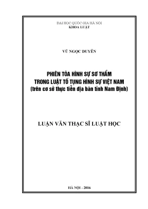 Nâng Cao Hiệu Quả Phiên Tòa Hình Sự Sơ Thẩm Tại Tỉnh Nam