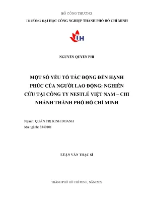 Yếu Tố Tác Động Đến Hạnh Phúc Người Lao Động Tại Nestlé