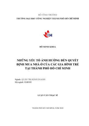 Yếu Tố Ảnh Hưởng Đến Quyết Định Mua Nhà Ở Của Gia Đình