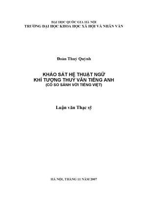 Nghiên Cứu Hệ Thuật Ngữ Khí Tượng Thủy Văn Tiếng Anh So
