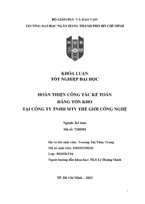 Hoàn thiện công tác kế toán hàng tồn kho tại Công ty