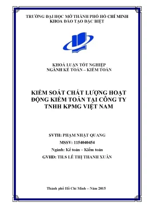 Kiểm Soát Chất Lượng Hoạt Động Kiểm Toán Tại KPMG Việt Nam