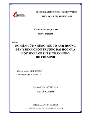 Yếu Tố Ảnh Hưởng Đến Ý Định Chọn Trường Đại Học Của Học