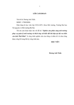 Nghiên Cứu Phân Vùng Môi Trường Tại Dải Ven Biển Tỉnh 