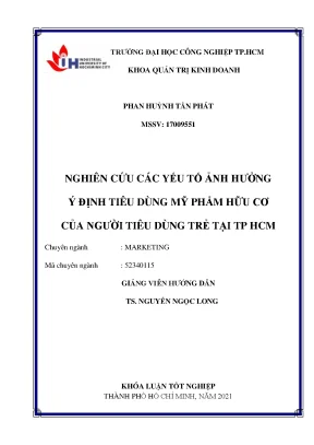 Nghiên Cứu Yếu Tố Ảnh Hưởng Đến Ý Định Tiêu Dùng Mỹ Phẩm