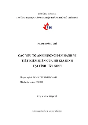 Yếu Tố Ảnh Hưởng Đến Hành Vi Tiết Kiệm Điện Của Hộ Gia