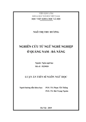 Nghiên Cứu Từ Ngữ Nghề Nghiệp Tại Quảng Nam - Đà Nẵng