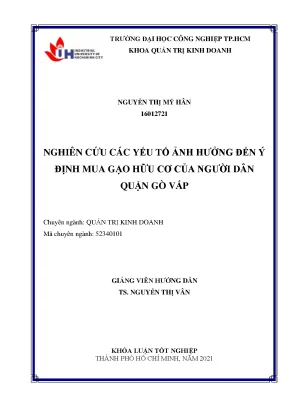 Nghiên Cứu Yếu Tố Ảnh Hưởng Đến Ý Định Mua Gạo Hữu Cơ