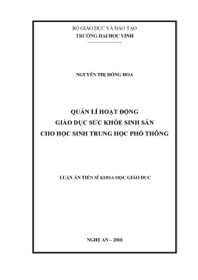 Quản Lý Hoạt Động Giáo Dục Sức Khỏe Sinh Sản Cho Học