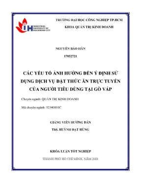 Yếu Tố Ảnh Hưởng Đến Ý Định Sử Dụng Dịch Vụ Đặt Thức Ăn