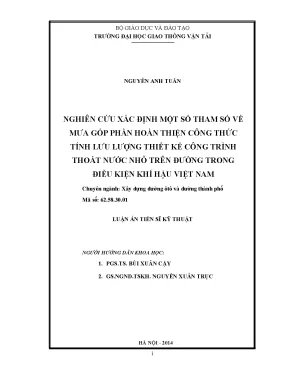Nghiên Cứu Xác Định Tham Số Mưa Để Tính Lưu Lượng Thiết 