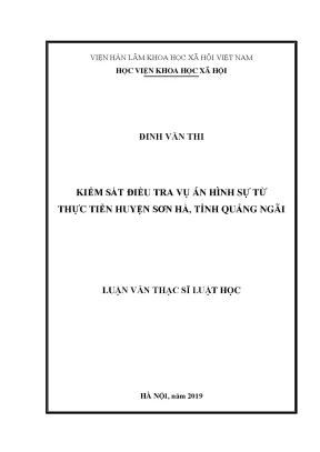 Kiểm Sát Điều Tra Vụ Án Hình Sự Tại Huyện Sơn Hà, Tỉnh