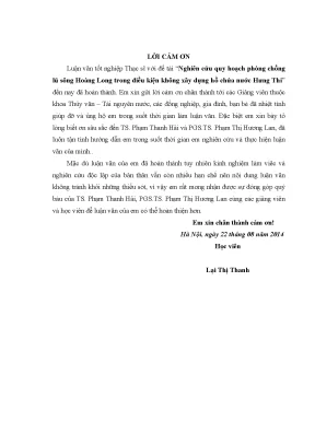 Nghiên Cứu Quy Hoạch Phòng Chống Lũ Sông Hoàng Long