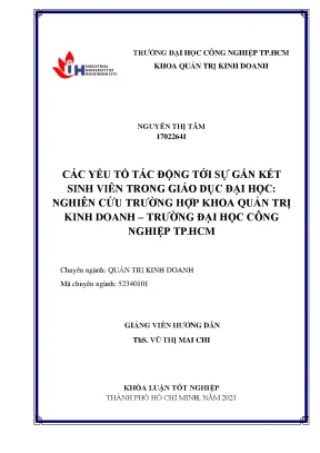 Yếu Tố Tác Động Đến Sự Gắn Kết Sinh Viên Trong Giáo Dục
