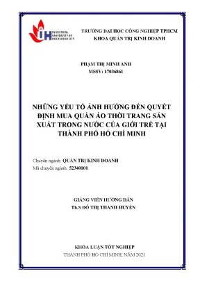 Yếu Tố Ảnh Hưởng Đến Quyết Định Mua Quần Áo Thời Trang