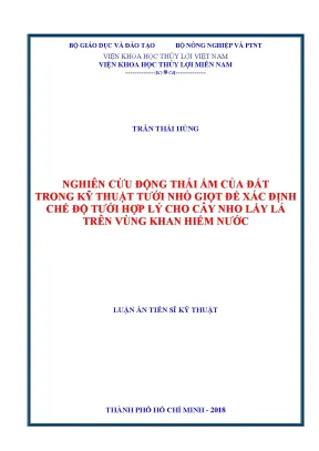 Nghiên Cứu Động Thái Ẩm Đất Trong Kỹ Thuật Tưới Nhỏ Giọt