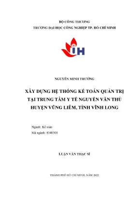 Xây Dựng Hệ Thống Kế Toán Quản Trị Tại Trung Tâm Y Tế
