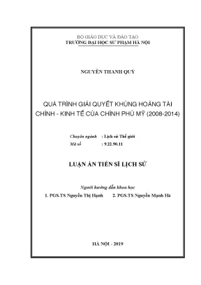 Giải Quyết Khủng Hoảng Tài Chính - Kinh Tế Của Chính Phủ