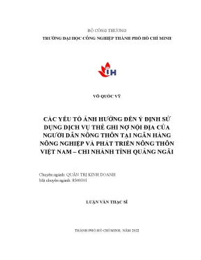 Yếu Tố Ảnh Hưởng Đến Ý Định Sử Dụng Dịch Vụ Thẻ Ghi Nợ