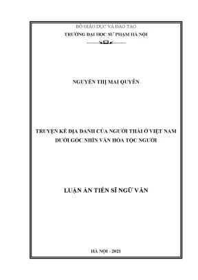 Nghiên Cứu Truyện Kể Địa Danh Của Người Thái Ở Việt Nam 