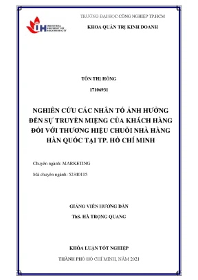 Nghiên Cứu Nhân Tố Ảnh Hưởng Đến Sự Truyền Miệng Của