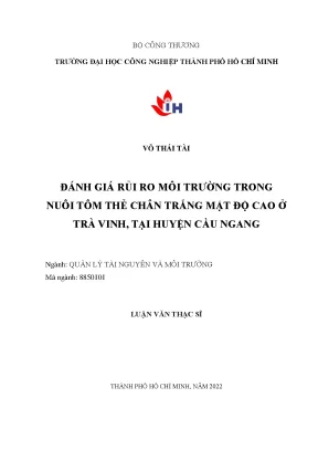 Đánh giá rủi ro môi trường trong nuôi tôm thẻ chân trắng mật độ cao ở trà vinh tại huyện cầu ngang