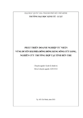 Nghiên Cứu Phát Triển Doanh Nghiệp Tư Nhân Tại Bến Tre