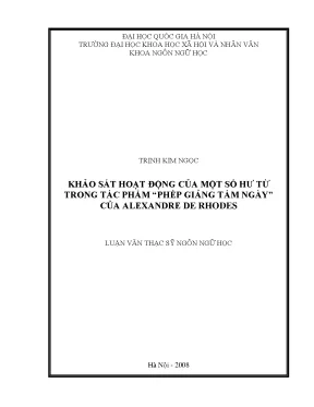 Khảo Sát Hư Từ Trong Tác Phẩm “Phép Giảng Tám Ngày” Của
