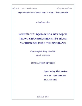 Nghiên cứu độ bão hòa oxy trong chẩn đoán và theo dõi