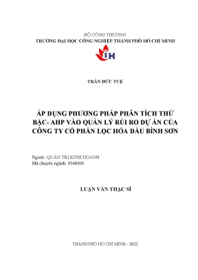 Áp Dụng Phương Pháp AHP Trong Quản Lý Rủi Ro Dự Án Tại