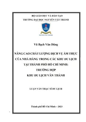 Nâng Cao Chất Lượng Dịch Vụ Ẩm Thực Tại Khu Du Lịch Văn