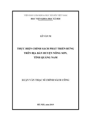 Chính Sách Phát Triển Rừng Tại Huyện Nông Sơn, Quảng